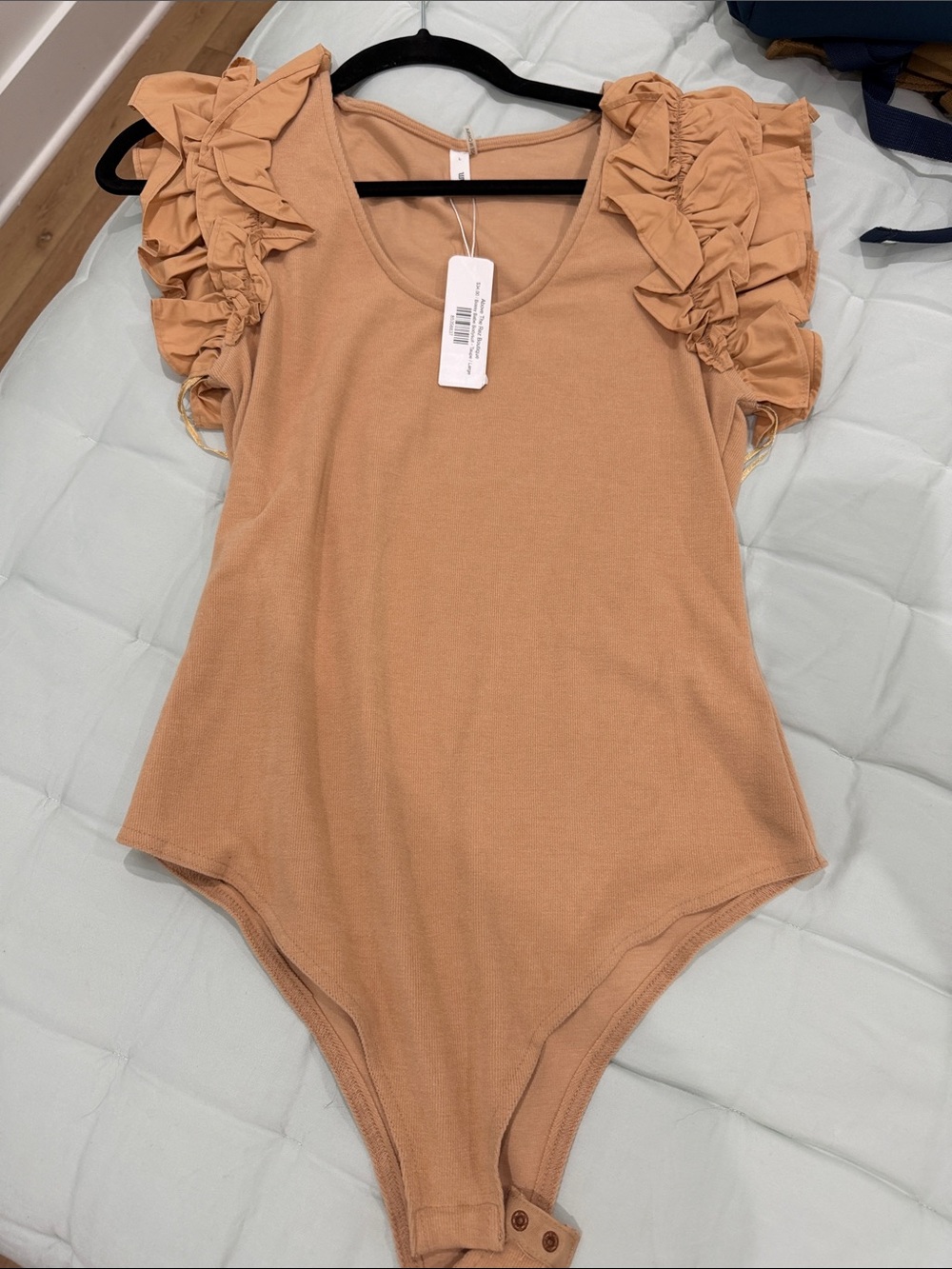 glam Tan Ruffle Sleeve One-Piece Bodysuit